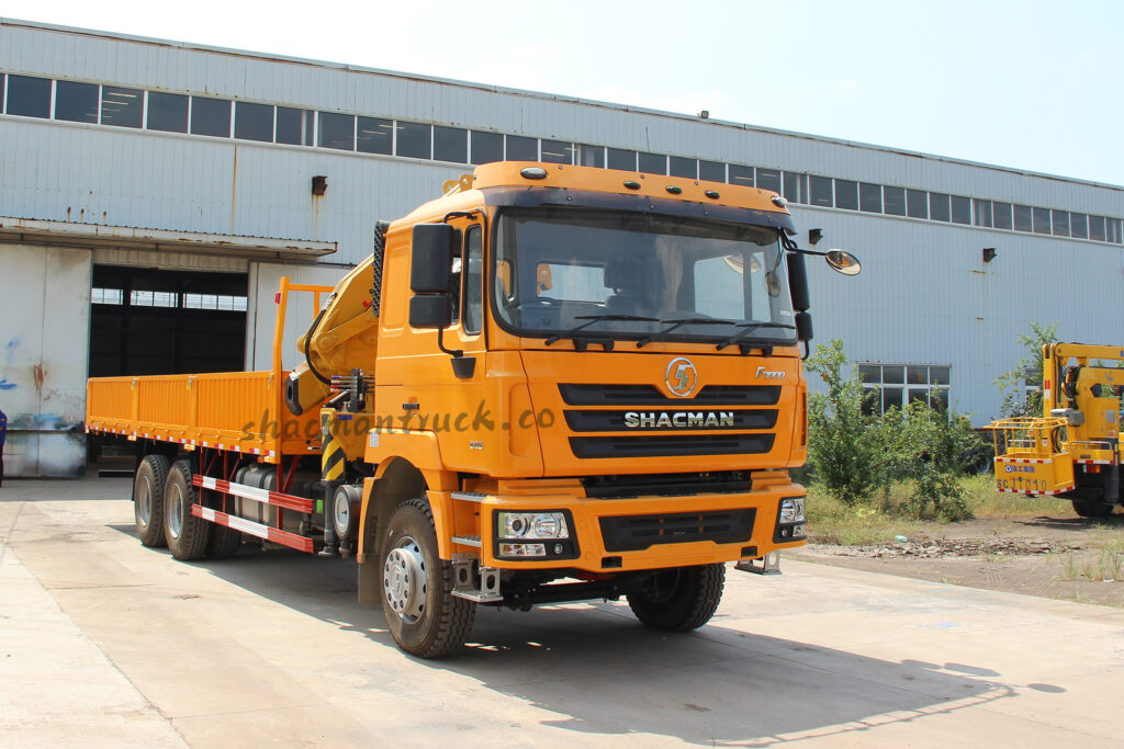 SHACMAN F3000 cargo trucks with XCMG crane