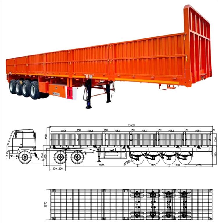Side wall semi-trailer china, 4-axle semi-trailers for sale